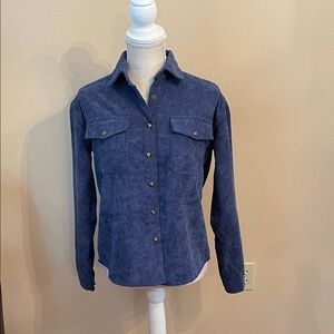 Women's Smith+Rogue Blue Snap Button Down Corduroy Shirt,size x small